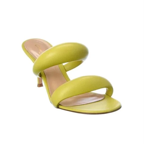NWOB Gianvito Rossi Bijoux Mule Sandals Heels Womens 37 7 Lime Green Leather NEW - Picture 1 of 13
